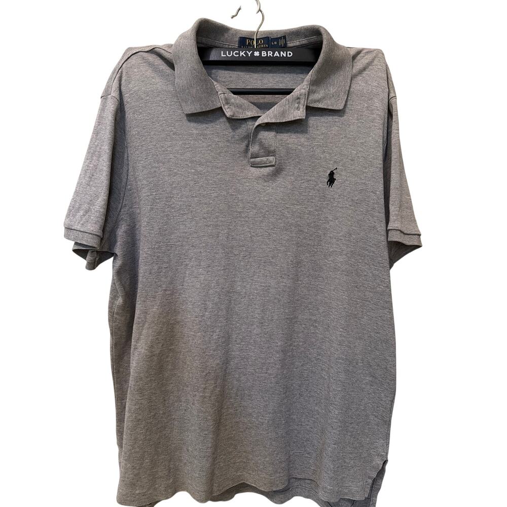 Polo Ralph Lauren Men's Polo Shirt Size Large Gray Cotton Shirt Golf Preppy